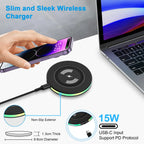 ABCPOW 15W Fast Wireless Charger Samsung Android Fast Charging Pad Qi-Certified Wireless Charger Mat Wireless Charger Station Compatible for Iphone 17 16 15 14 Samsung Galaxy S25 S24 S23 S22,Black