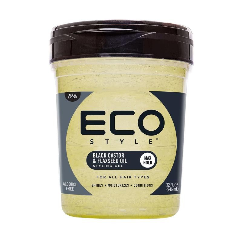 Eco Style Black Castor & Flaxseed Oil Hair Styling Gel, 32 Oz., Moisturizing, Un