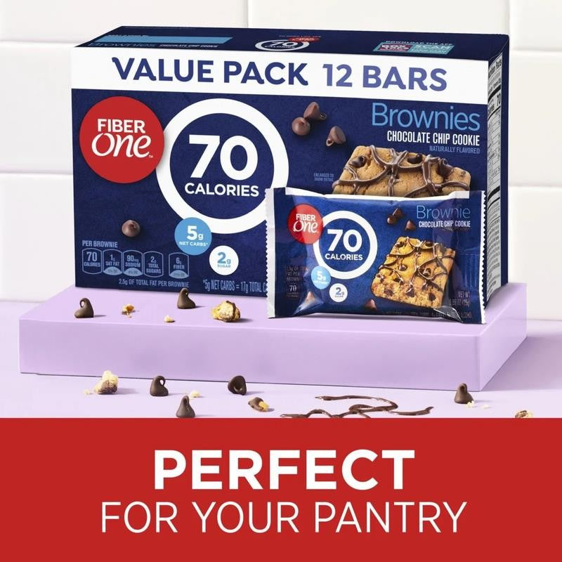 (4 Pack) 70 Calorie Brownies, Chocolate Chip Cookie, 2G Sugar, Value Pack, 12 C