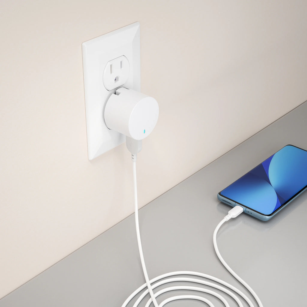 Onn 12W Single USB-A Port Wall Charger with 3Ft Micro-Usb to USB Cable, Foldable Plug, White