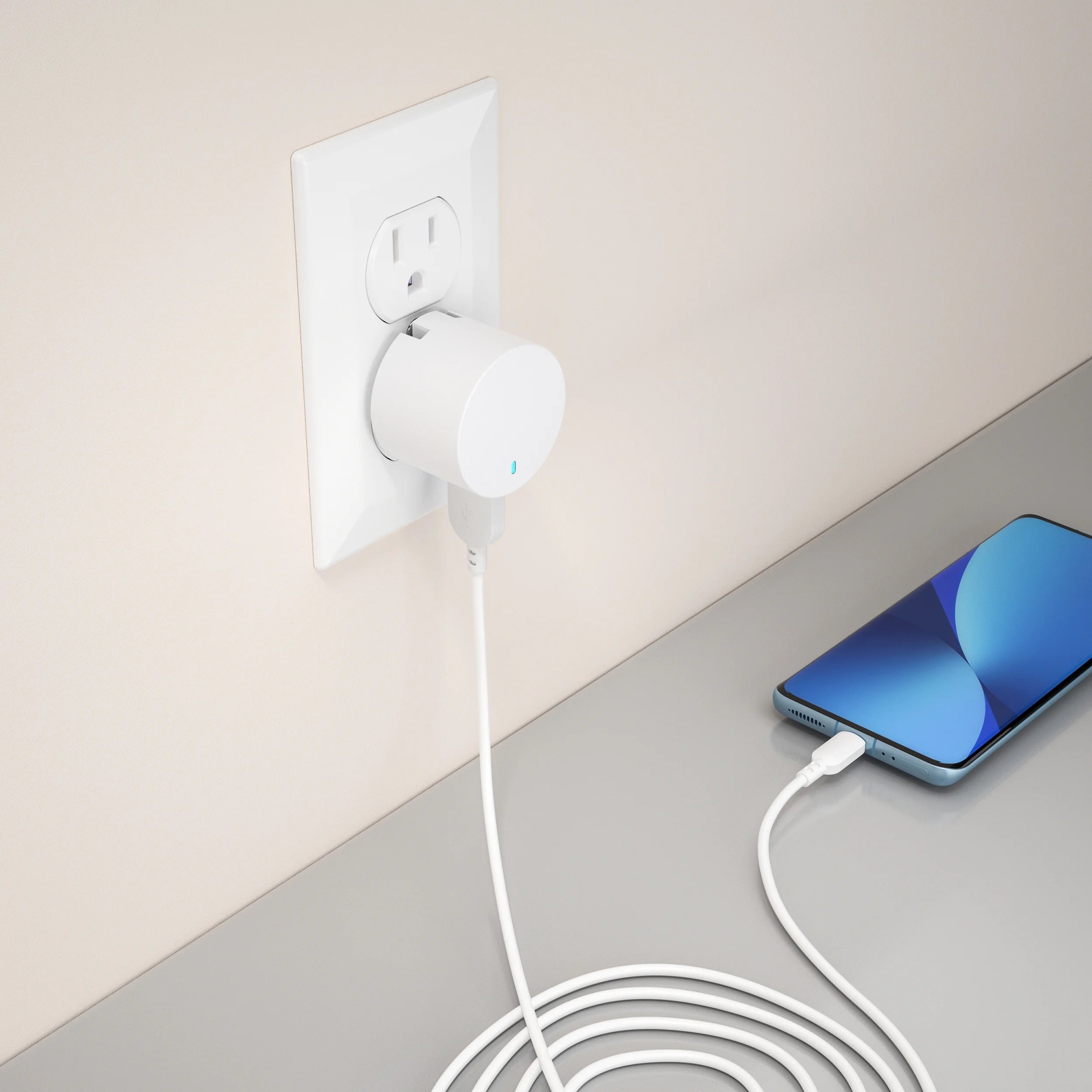 Onn 12W Single USB-A Port Wall Charger with 3Ft Micro-Usb to USB Cable, Foldable Plug, White