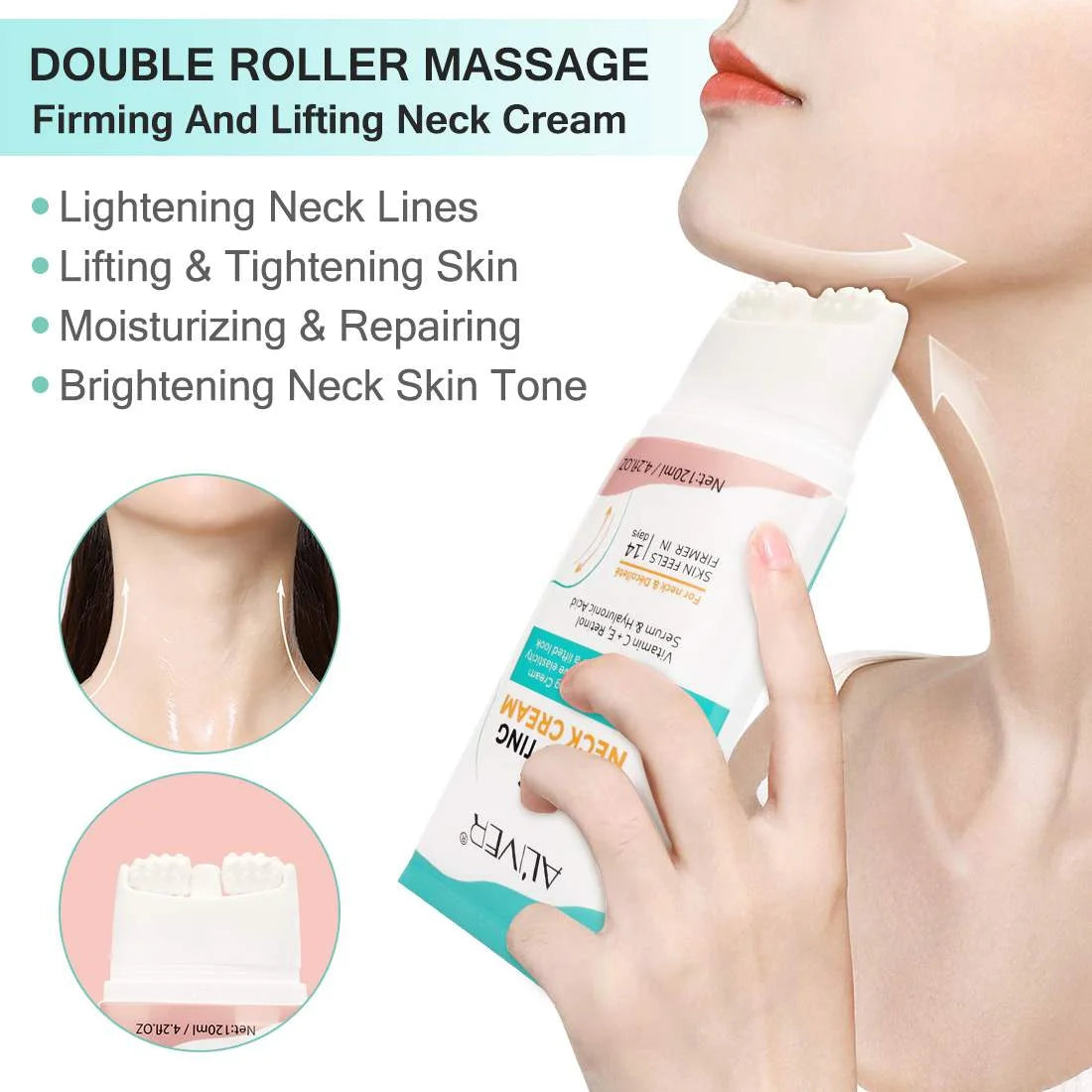 Aliver Firming Neck Cream for Crepey Skin Body Care Comfort, Skin Care & Repair for Women and Men, Day & Night Use, 4.2 Fl.Oz (2Pack)