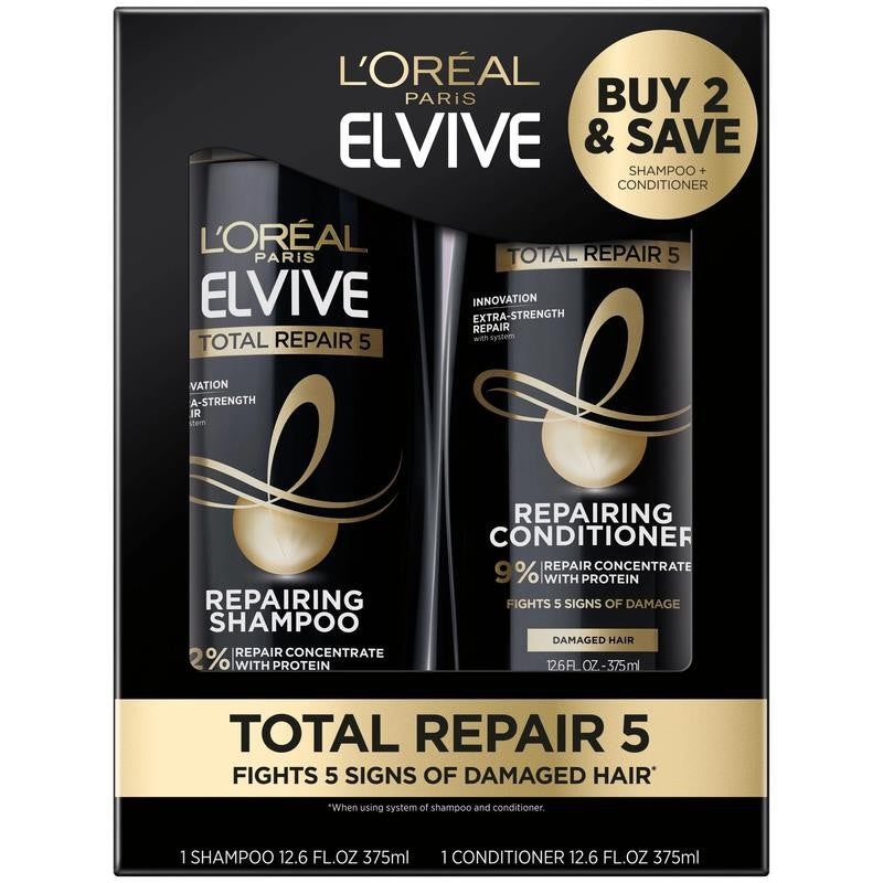 Elvive Total Repair 5 Repairing Shampoo and Conditioner Set, 1 Kit