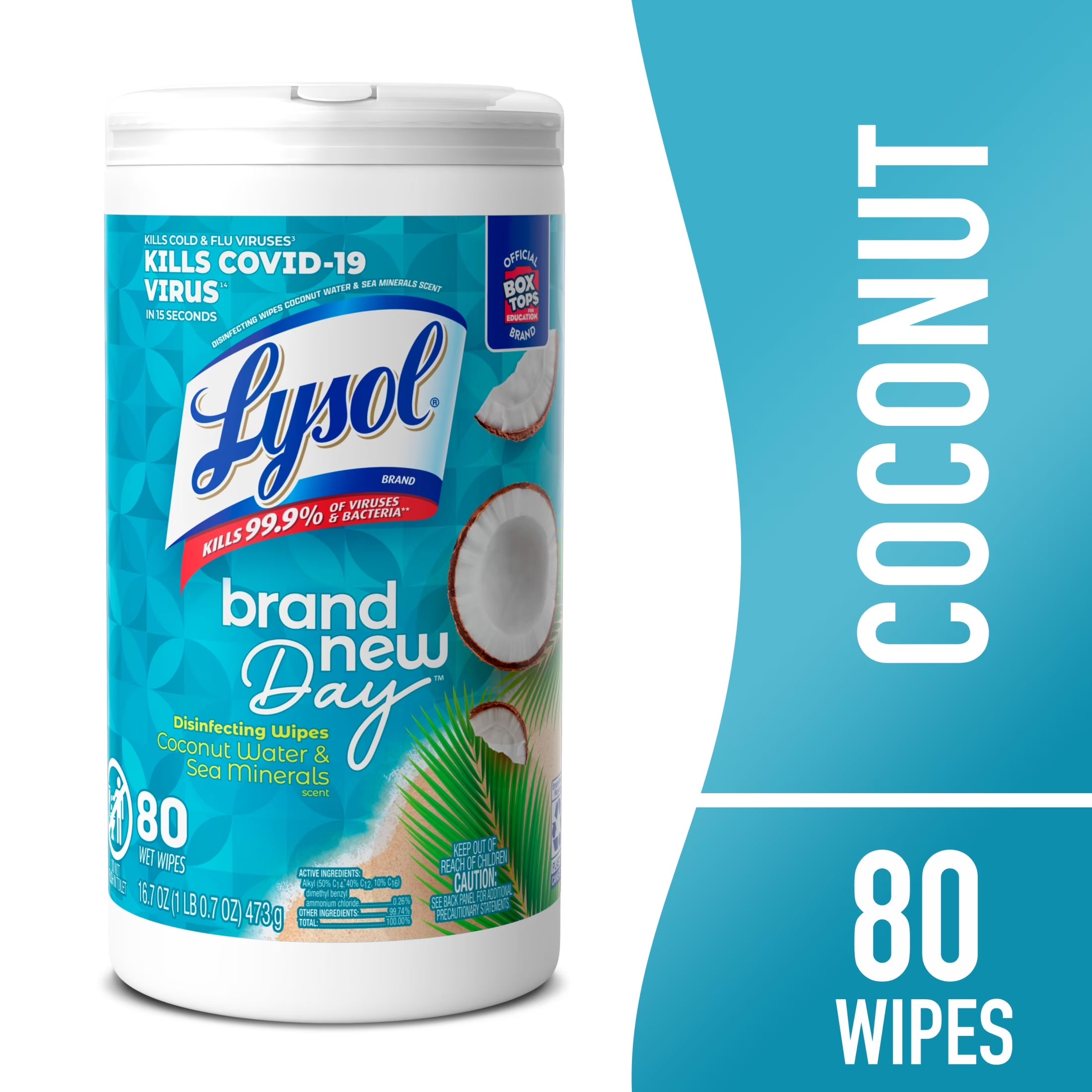 Lysol® Disinfectant Wipes, Multi-Surface Antibacterial Cleaning Wipes, for Disinfecting and Cleaning, Coconut & Sea Minerals, 80 Count
