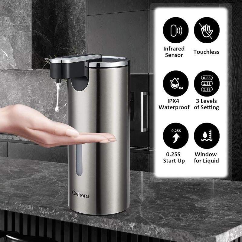 Automatic Soap Dispenser, Touchless Hand Free Soap Dispenser Bathroom, 3 Adjusta
