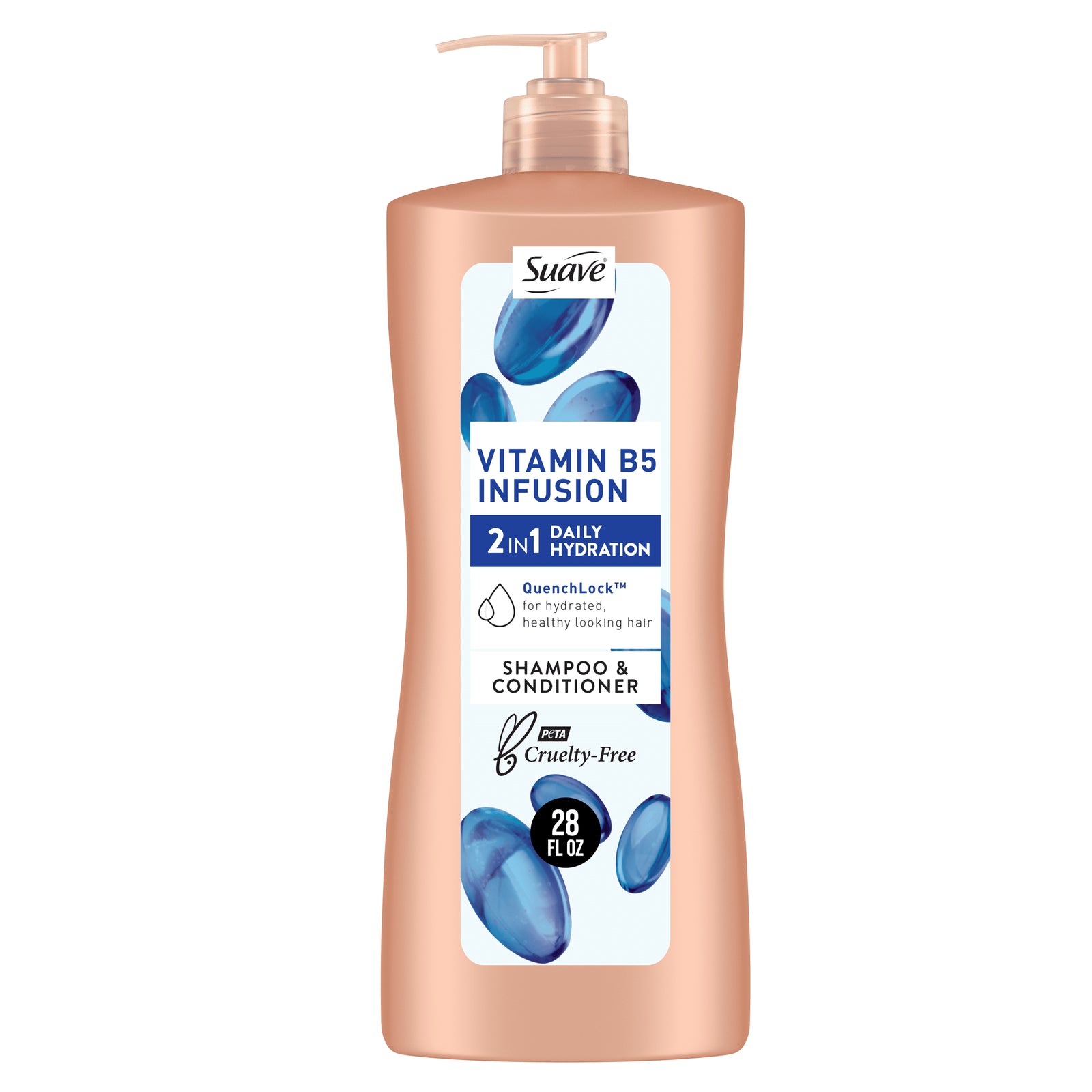 2-In-1 Shampoo & Conditioner, Moisturizing Vitamin B5 Infusion for Dry Hair, 28