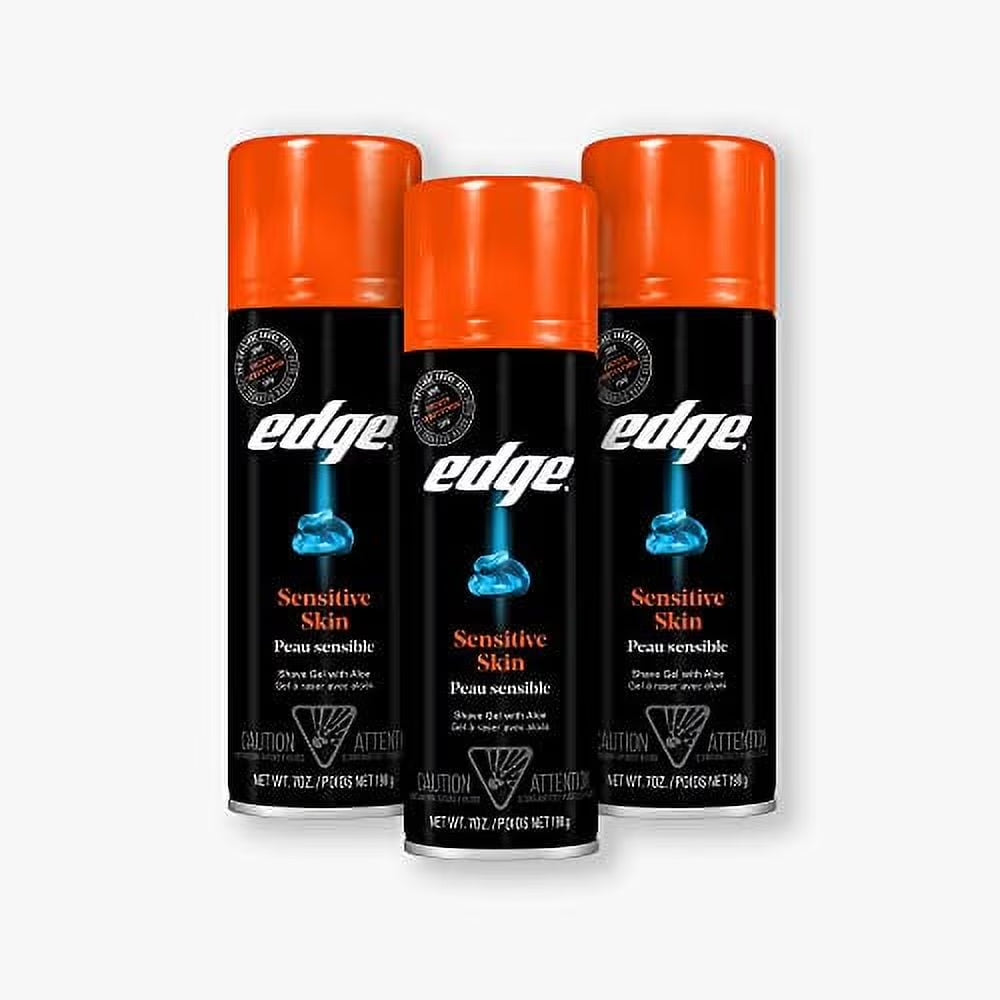 Edge Shave Gel for Men, Sensitive Skin with Aloe, 7Oz (3 Pack) - Shaving Gel for Men That Moisturizes, Protects and Soothes to Help Reduce Skin Irritation