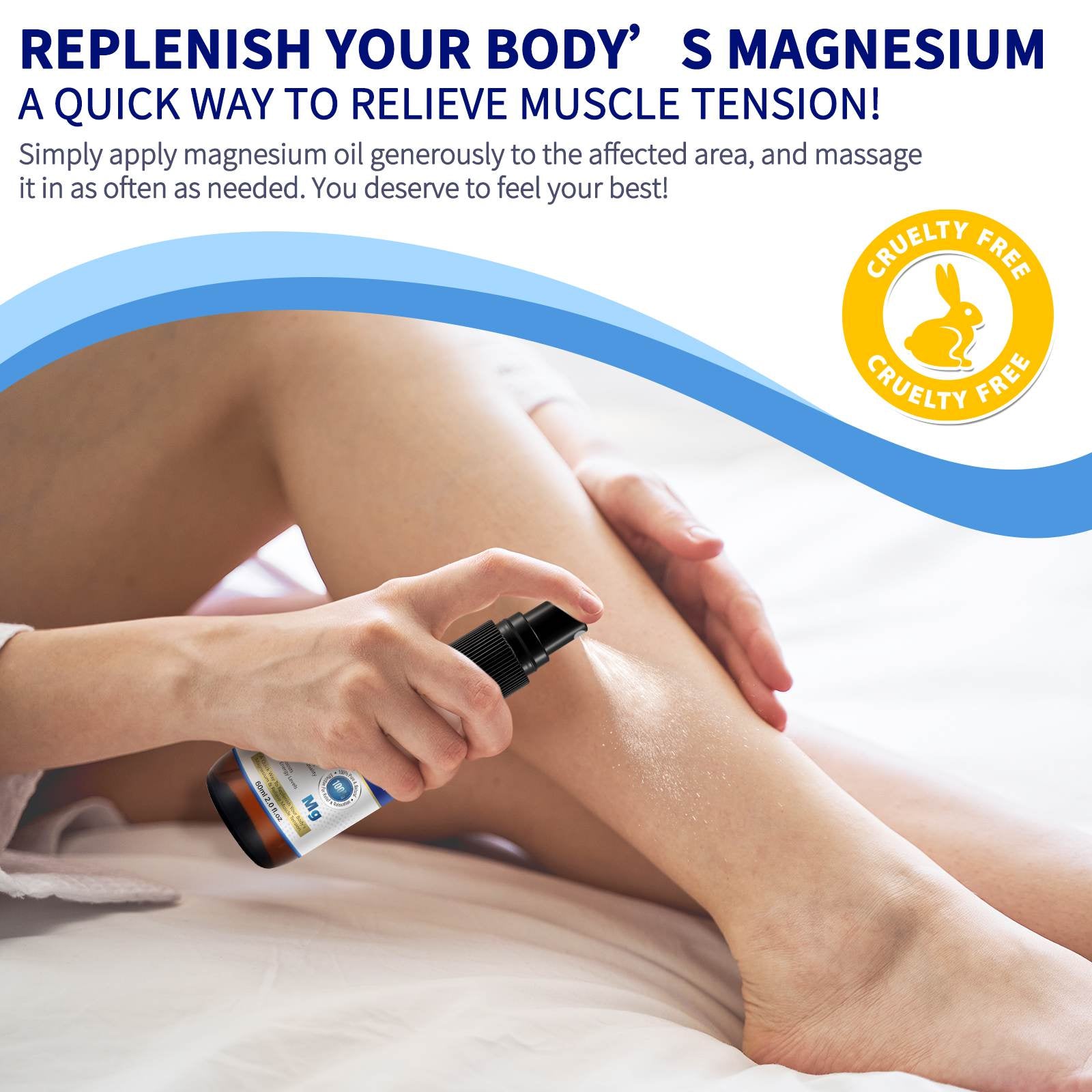 Aliver Pure Magnesium Oil Spray for Stress Relief & Healthy Skin, 100% Natural, 2.0 Fl.Oz