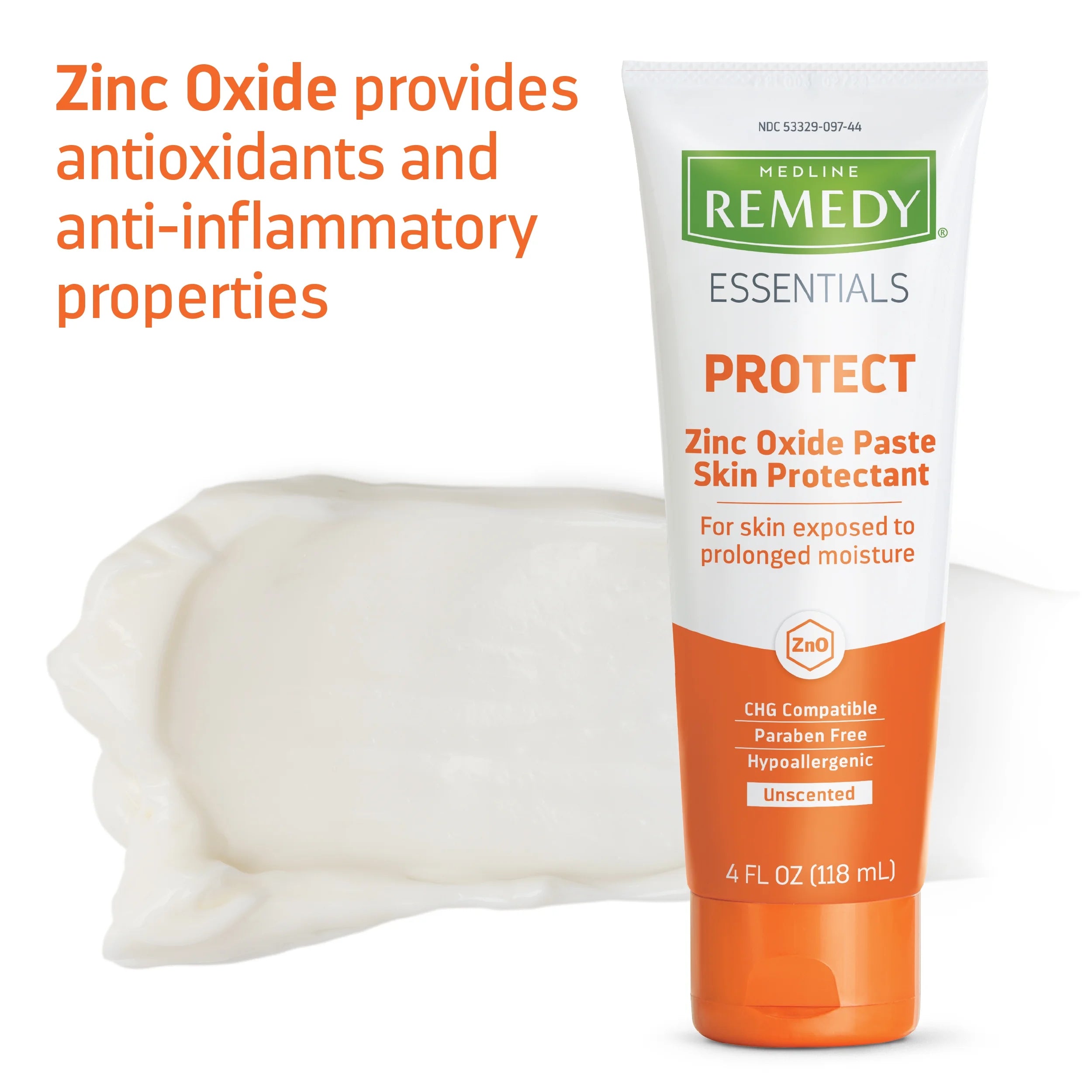 Medline Remedy Essentials Zinc Oxide Skin Protectant Paste (4 Oz Tube), Unscented