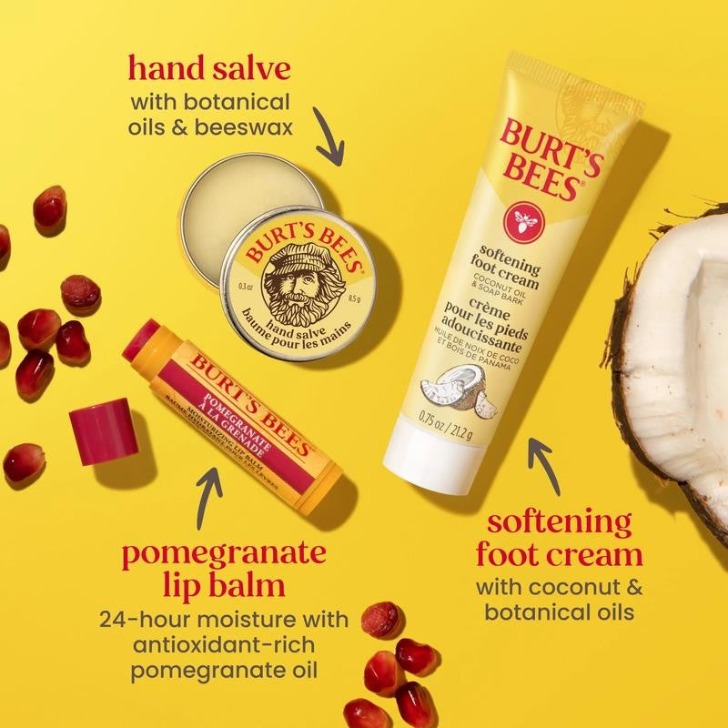 Burts Bees Tips and Toes Gift Set, Hand Cream, Foot Cream, Cuticle Cream, Hand S