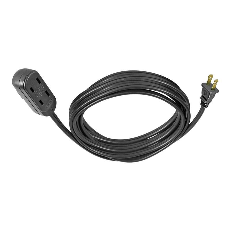 12FT 16AWG 2 Prong Black Indoor Household Extension Cord, 125V, 13A