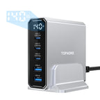 140W Gan Charger Hub with LED: 3 USB-C + 2 USB-A Ports, 100W PD Fast Charging for Laptop/Phone/Tablet