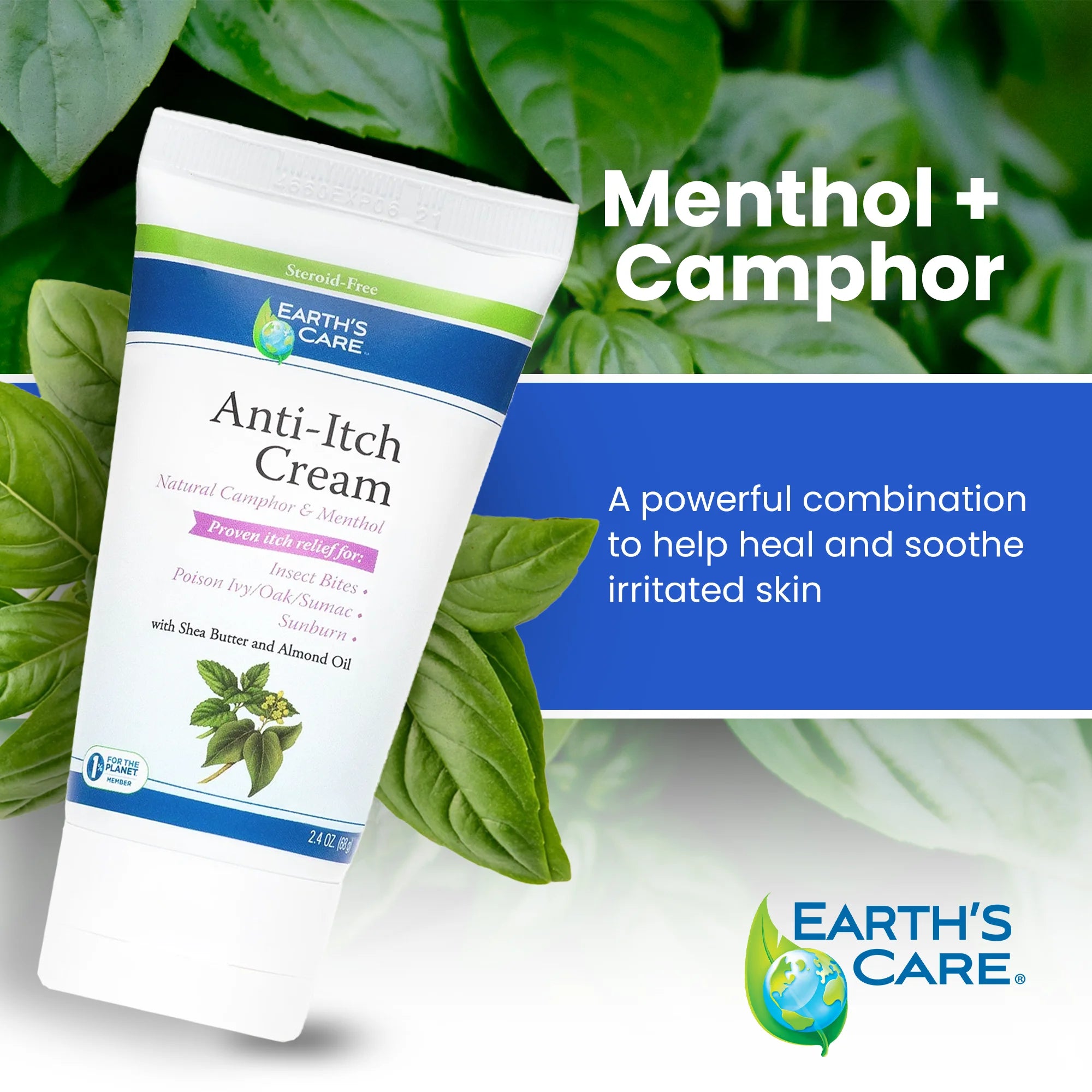 Earth’S Care Anti-Itch Cream for Itchy Skin with Shea Butter and Almond Oil 2.4 Oz