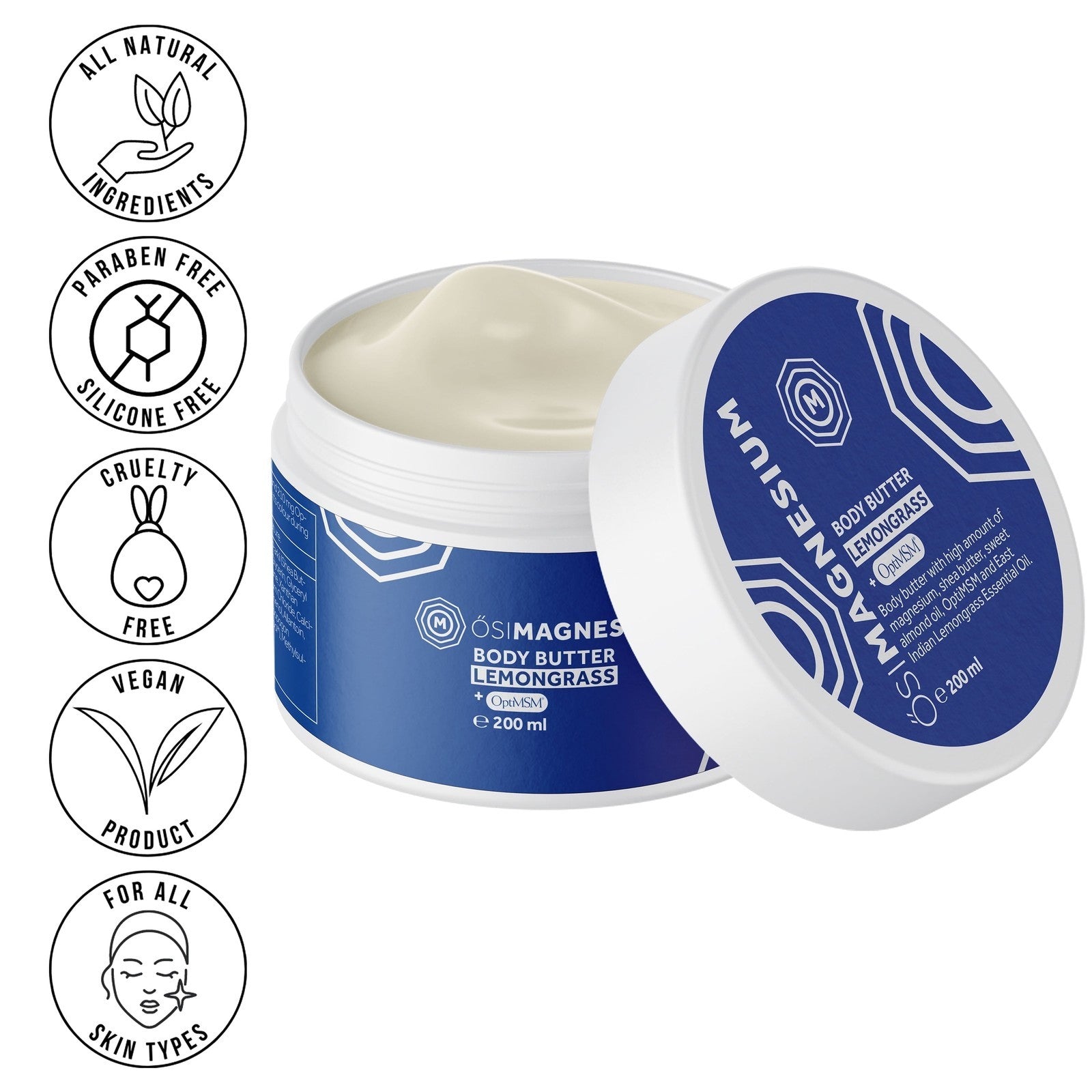 Body Butter + Optimsm + Lemongrass - 6.76Oz