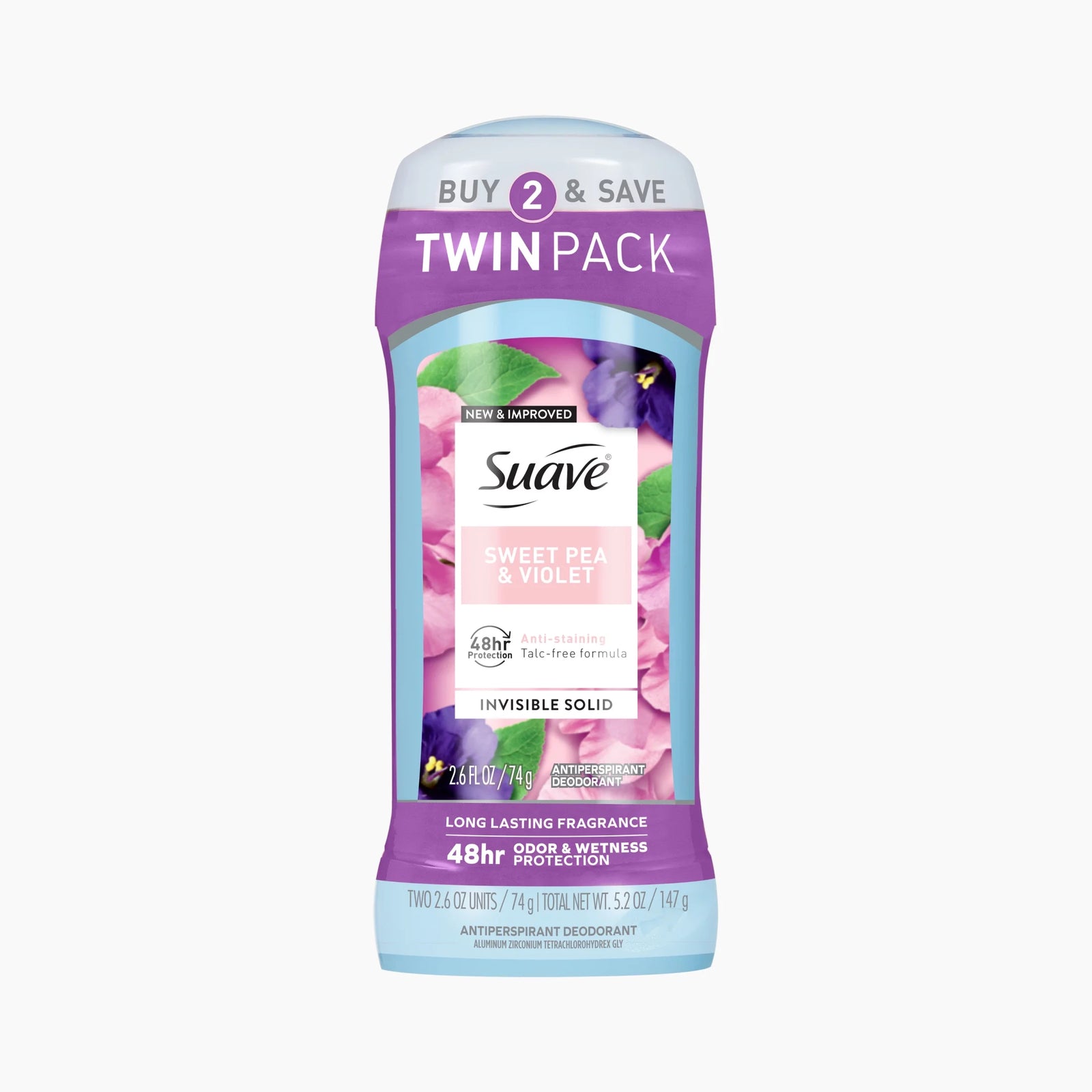 Antiperspirant Female Deodorant, 48Hr Protection Sweet Pea & Violet, 2.6 Oz, 2 P