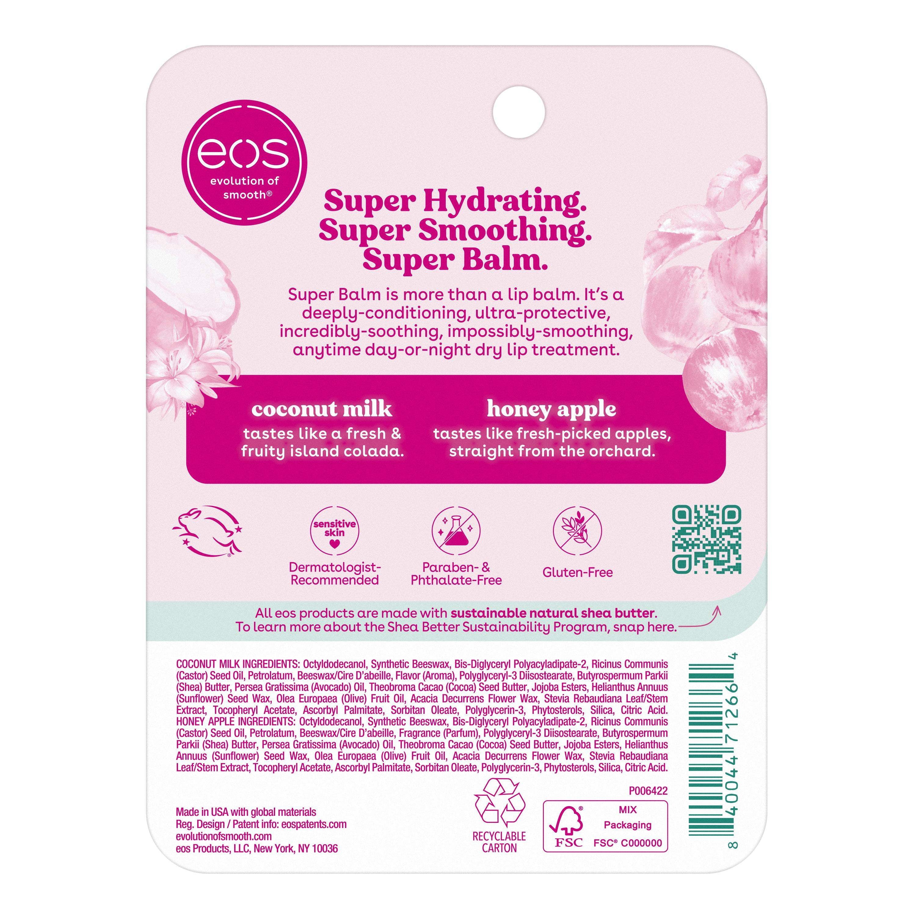24H Moisture Super Balm- Coconut Milk & Honey Apple, Lip Sleeping Mask, 0.35 Fl Oz, Pack of 2