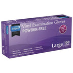Extra Large Powder Free Exam Grade Stretch Vinyl Gloves Large Box of 100