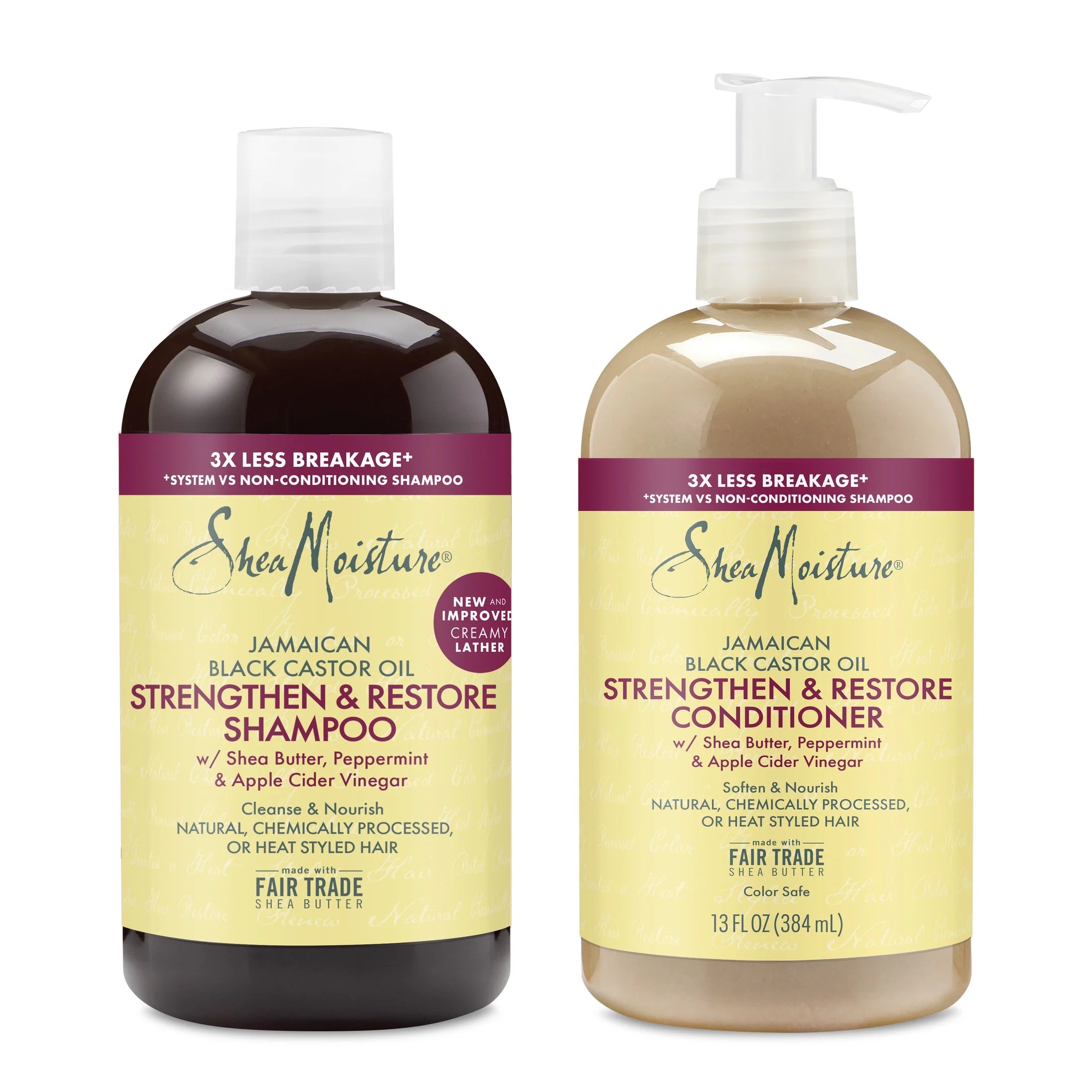 Sheamoisture Jamaican Black Castor Oil Strengthen & Restore Shampoo and Conditioner Set, 13 Oz 2 Count