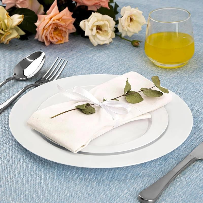 Comfy Package Disposable White round 75 " and 1025" Plastic Party Plates (100 Co