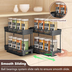 2 Packs Pull-Out Spice Rack Organizer for Cabinets, Slide-Out Design, Multi Purp