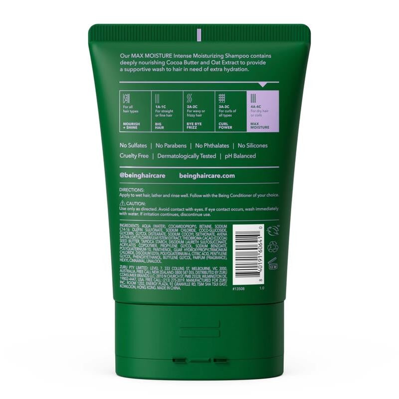Being MAX MOISTURE Intense Moisturizing Shampoo with Cocoa Butter and Oat Extrac