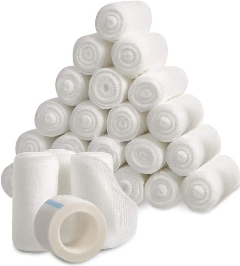 2" X 4 Yd Gauze Bandage Rolls with Medical Tape, Rolled Gauze Wrap - White Gauze