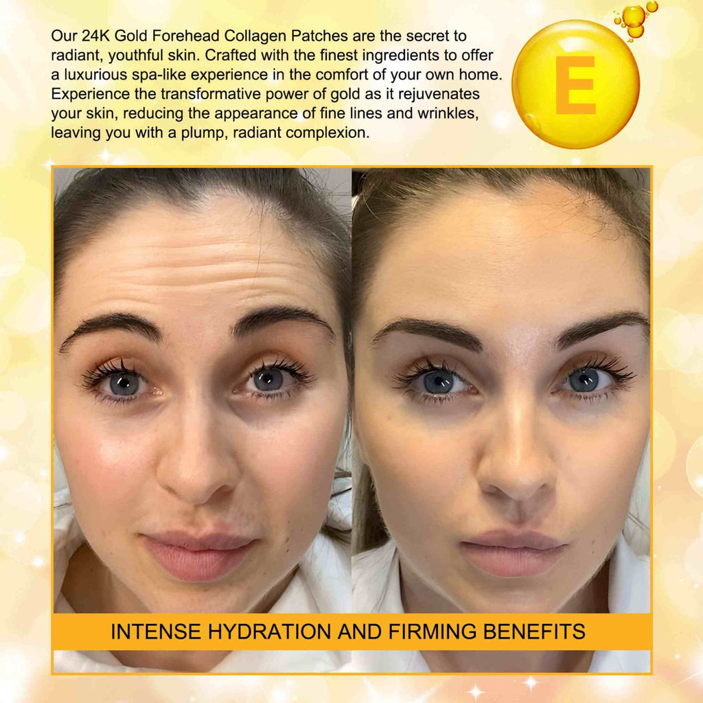 24K Forehead Wrinkle Patches, Collagen Lines Mask with Collagen Boosting Elasticity for Women and Men,12Pcs