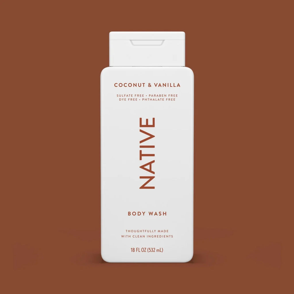 Native Body Wash, Sulfate Free, Coconut & Vanilla, for Women and Men, 18 Oz
