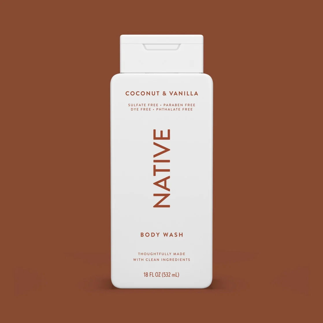 Native Body Wash, Sulfate Free, Coconut & Vanilla, for Women and Men, 18 Oz