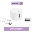 Onn 12W Single USB-A Port Wall Charger with 3Ft Micro-Usb to USB Cable, Foldable Plug, White