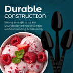 Black Plastic Spoons Heavy Duty - 500 Pack Disposable Tea Spoons - Plastic Cutle