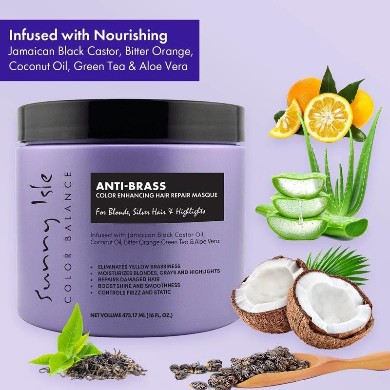 Anti-Brass Color Enhancing Purple Hair Repair Masque 16Oz
