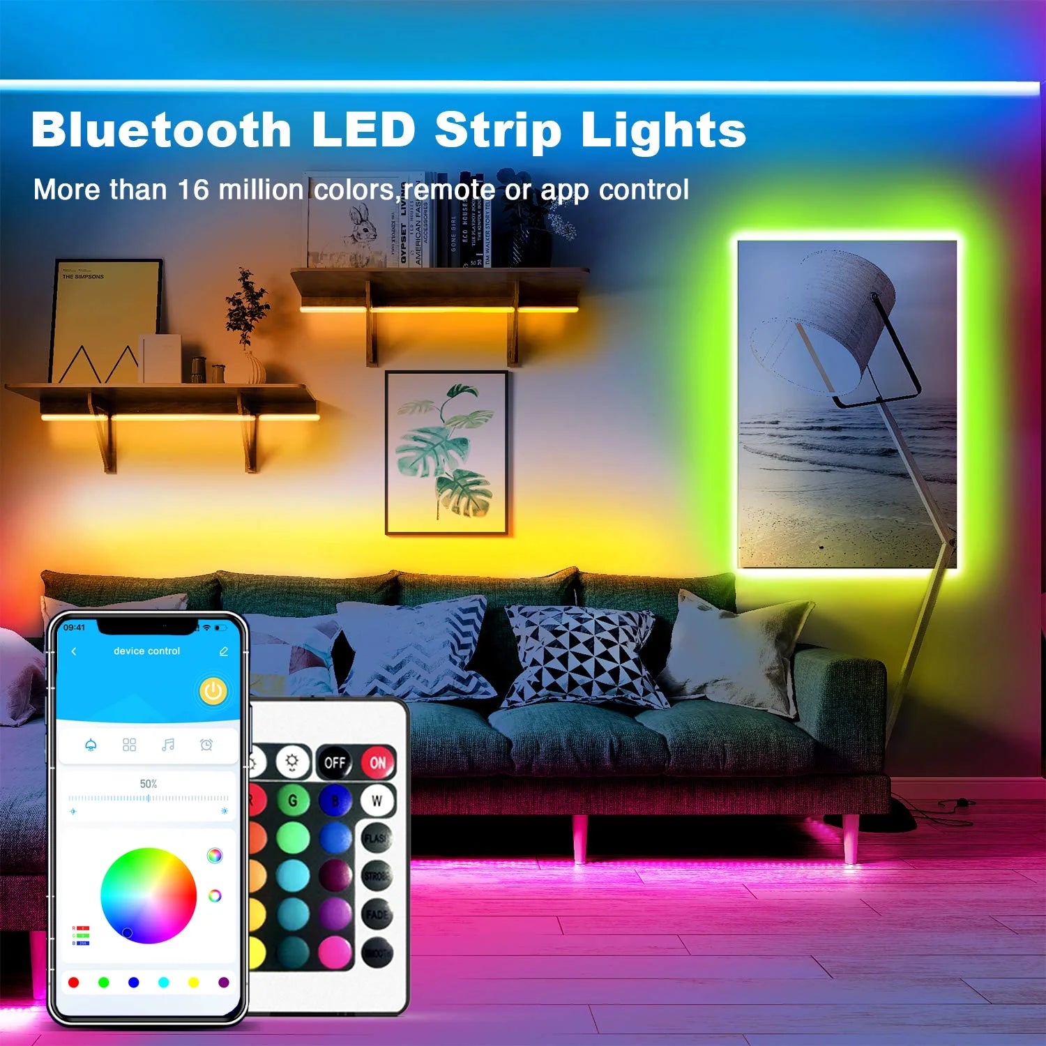 100FT Led Lights,Music Sync Strip Lights with APP and Remote Control,Rgb Color C