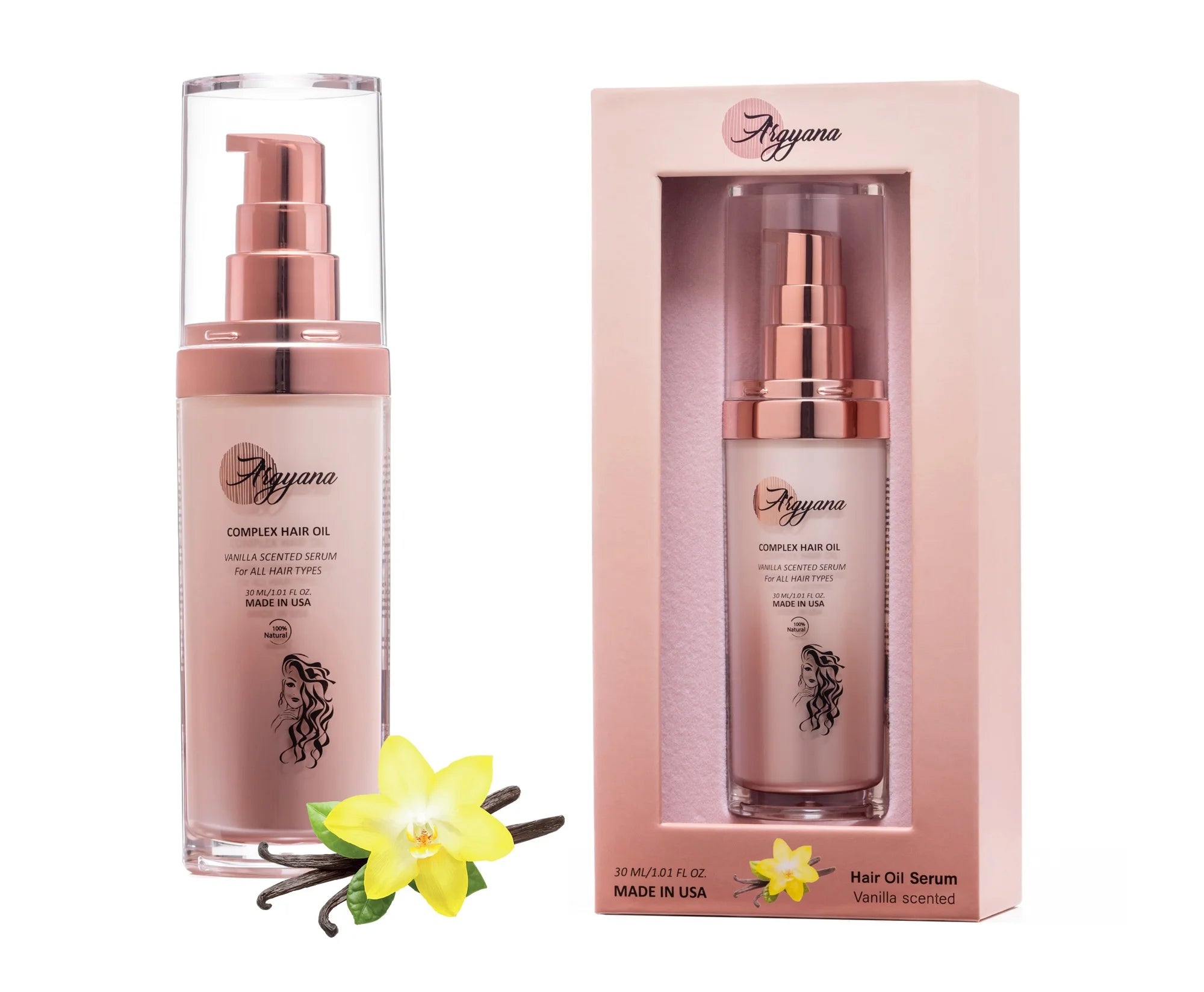 Argyana Hair Oil Serum, Vanilla Scented, Anti-Frizz, Nourish, Hydrate, Repair