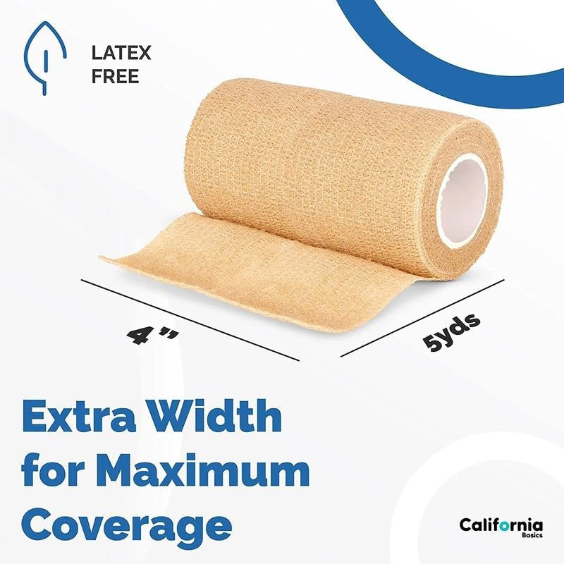 4”X15’ Self-Adhesive Bandage Wrap, Cohesive Athletic Tape for Sports 12 Pack Bro