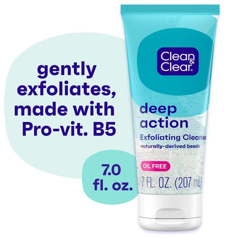 Clean Clear Oil-Free Deep Action Exfoliating Acne Face Scrub, Facial Cleanser An
