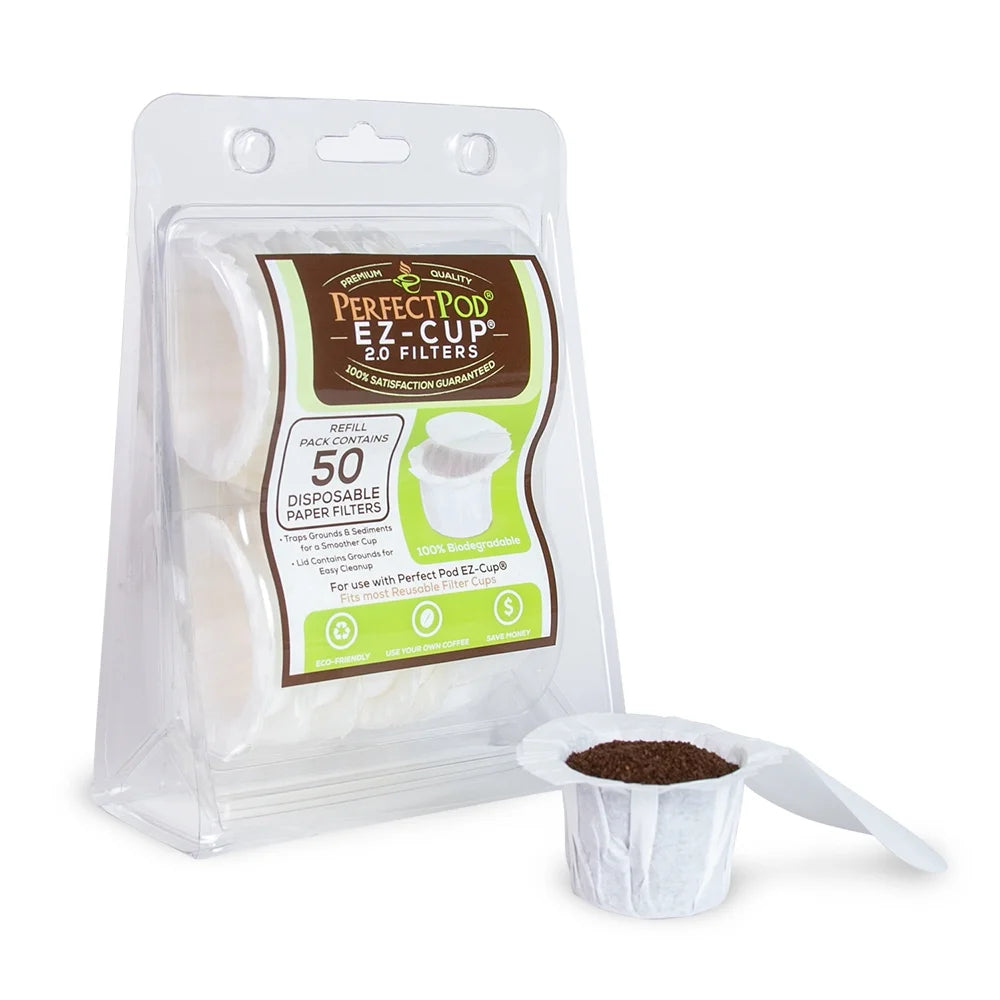 Ez-Cup Disposable Paper Filters with Patented Lid Design for Reusable Coffee Pod