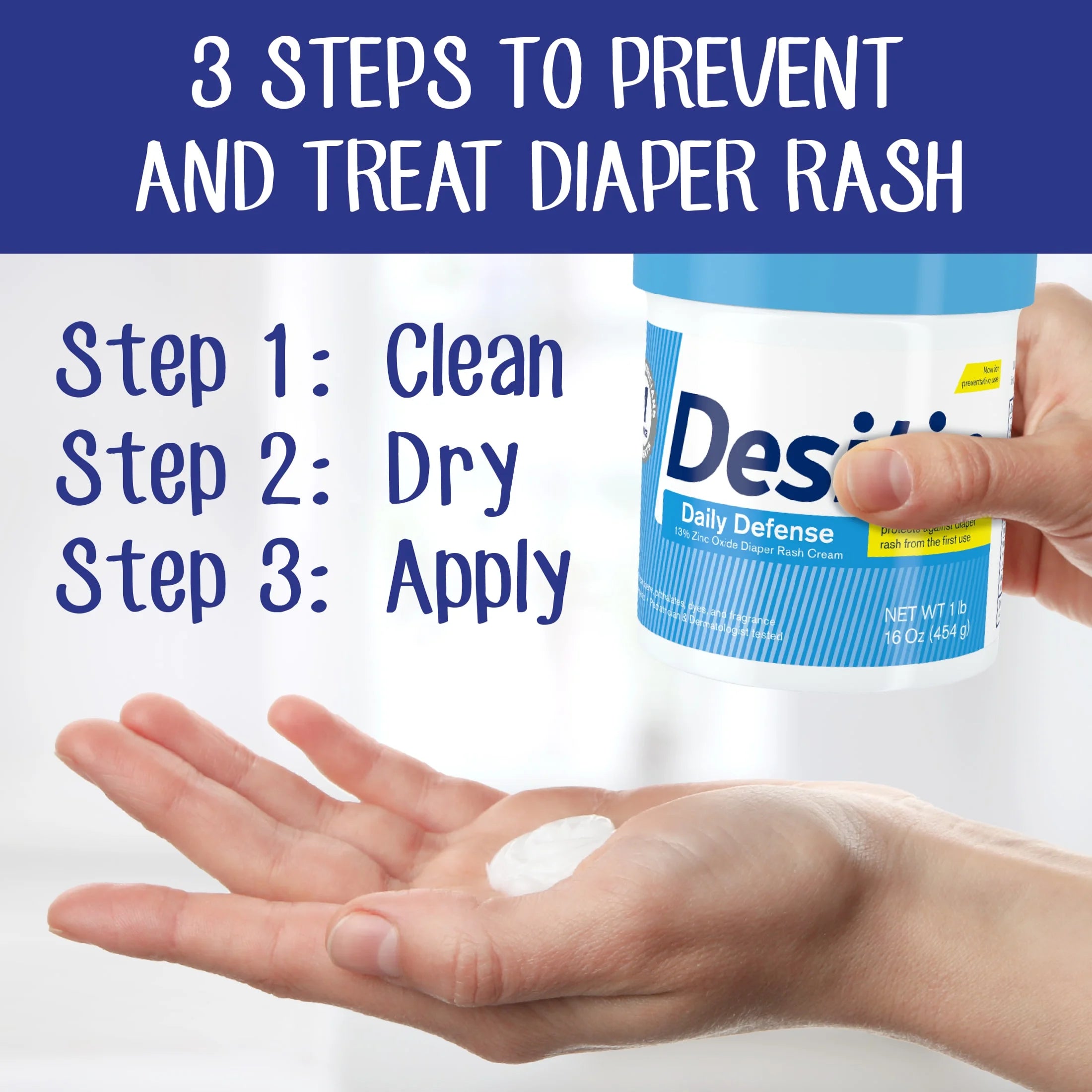 Desitin Daily Defense Baby Diaper Rash Cream, Butt Paste with 13% Zinc Oxide, 16 Oz