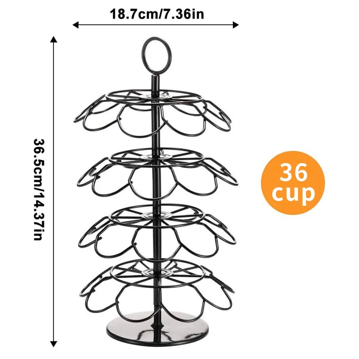 Coffee Pod Carousel Holder Organizer Compatible with 36 Cup Pods，K Cup Holder(Bl