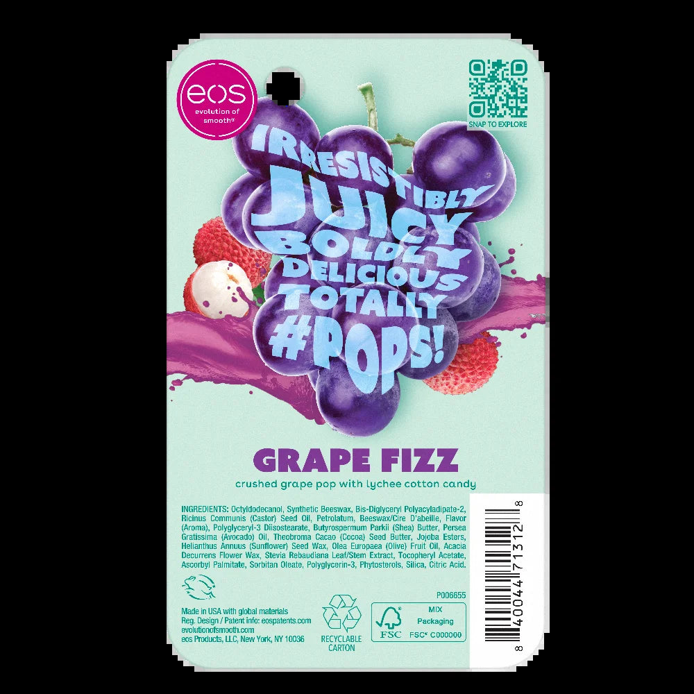 Eos 24H Moisture Super Balm- Grape Fizz, Limited-Edition Lip Sleeping Masks, 0.35 Fl Oz (1 Pack)