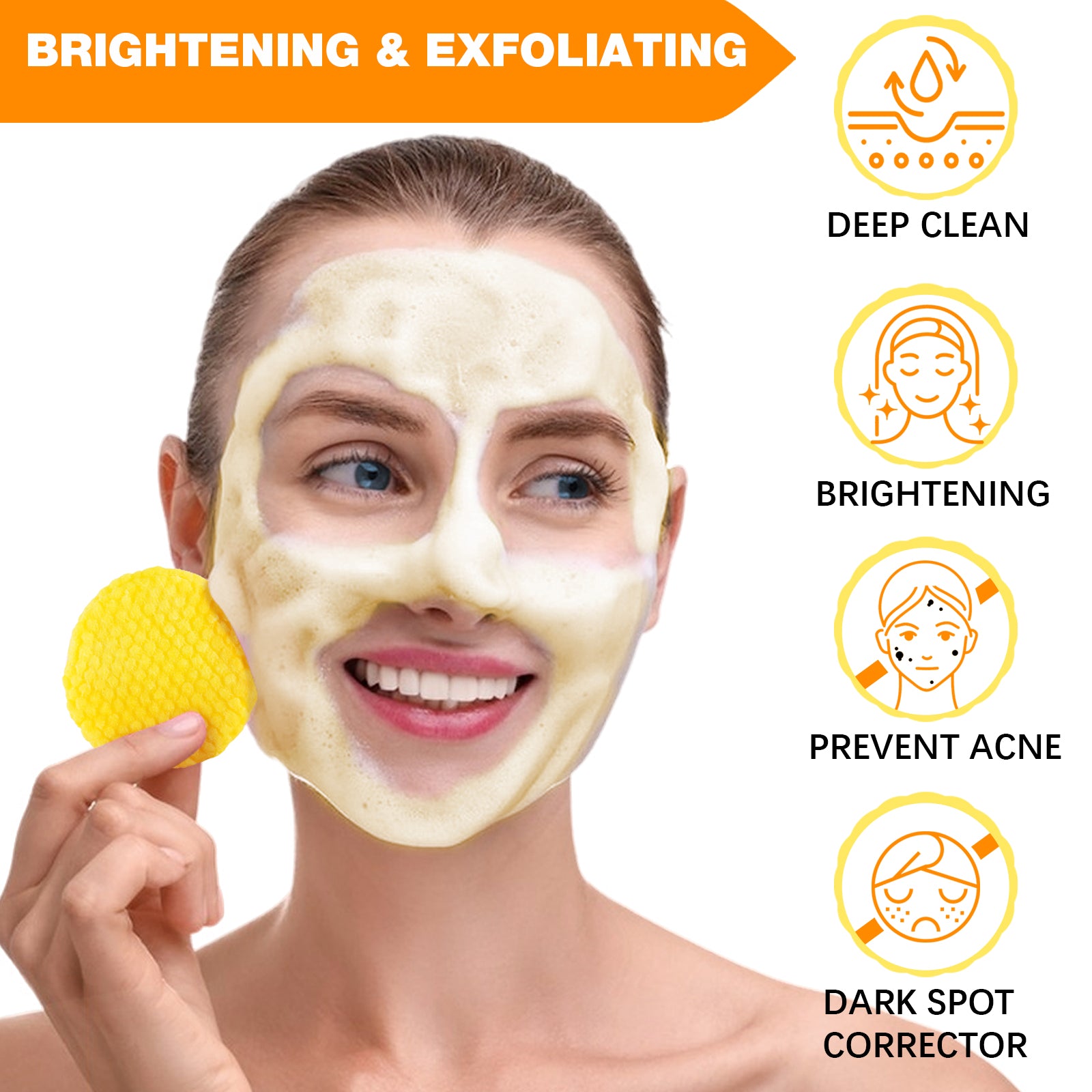 50 Pads Kojic Acid & Turmeric Cleansing Pads-Cleanses Pores, Exfoliates, Removes Dirt and Makeup, Facial Cleansing Pads for Women & Men