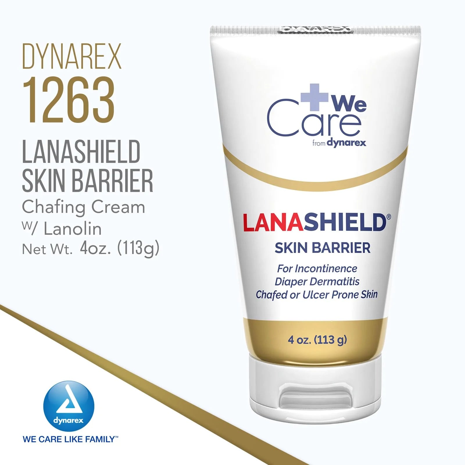 Dynarex Lanashield Skin Protectant Cream Scented Diaper Rash Cream, 4 Oz, 1 Count