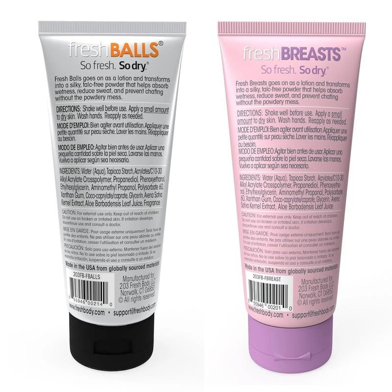Fresh BREASTS & Fresh BALLS Bundle: anti Chafing Deodorant Cream to Powder for M