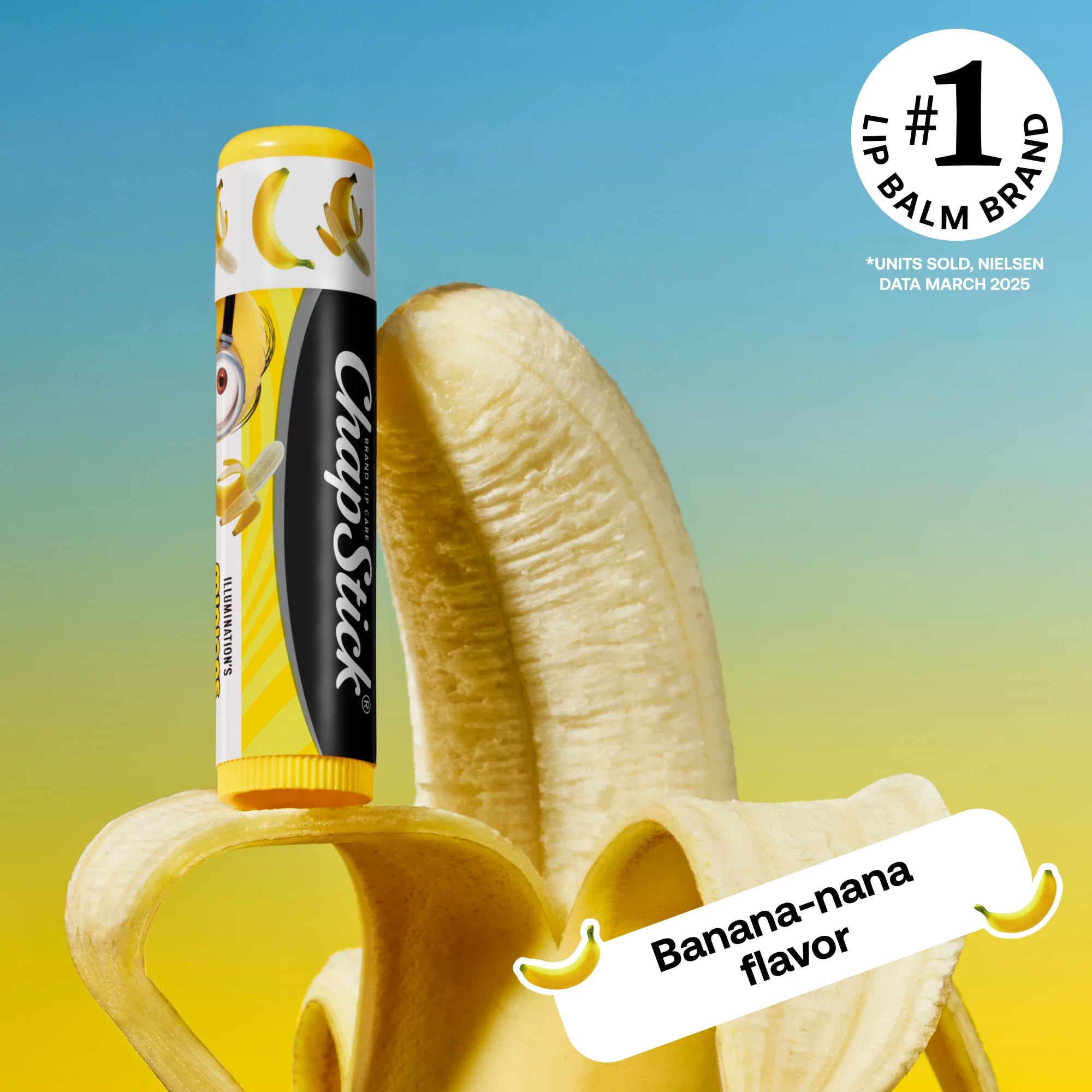 Chapstick Minions Banana-Nana Lip Balm, Banana Flavor, Moisturizing Lip Care, 3 Pack