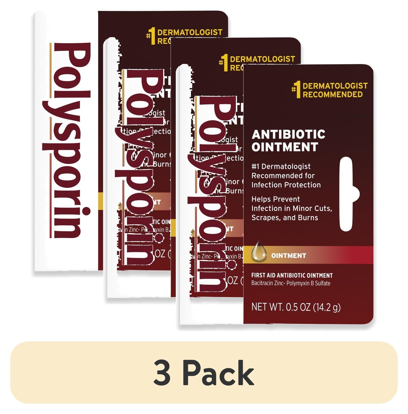 (3 Pack) First Aid Topical Antibiotic Ointment, Travel Size, 0.5 Oz