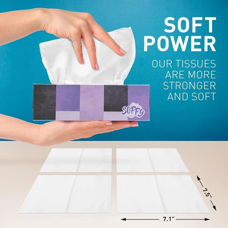 Facial Tissue Paper 130 Tissues per Box, 6 Boxes Car and Travel Tissue Packs