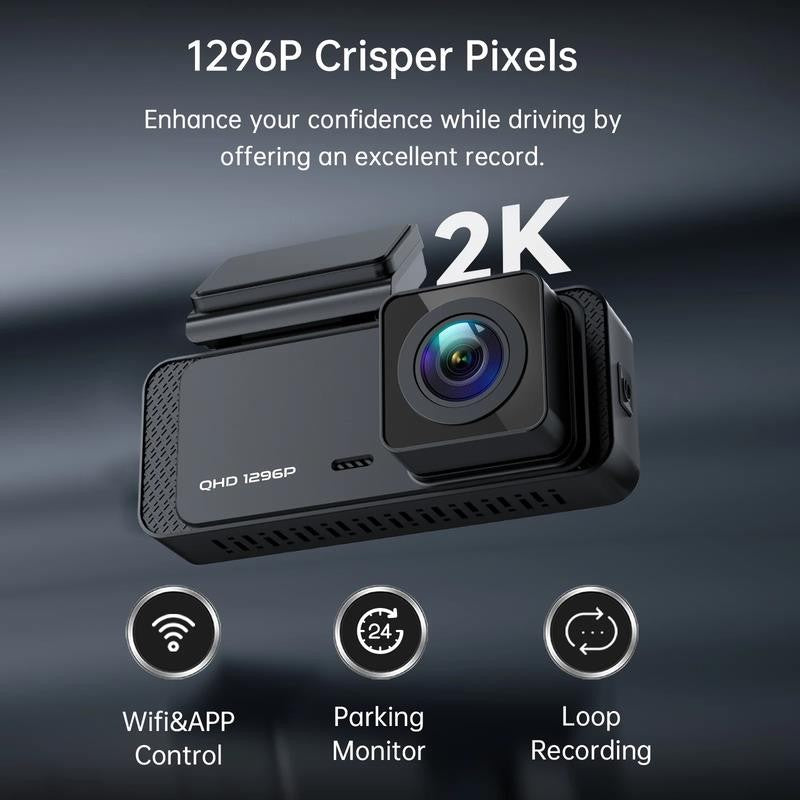 Dash Cam Front Wifi 1296P, Dash Camera for Cars,Dashcam with Night Vision, Car C