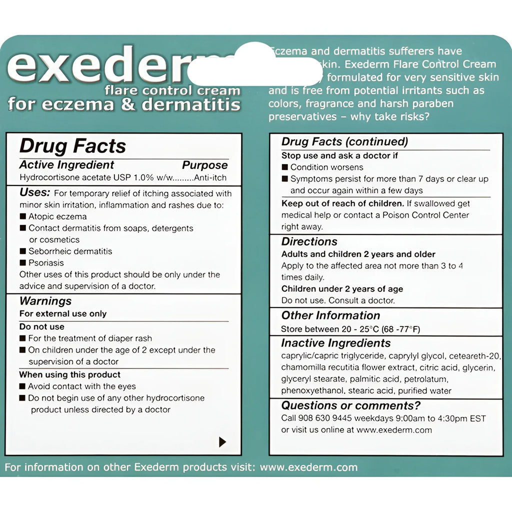 Exederm Flare Control Cream for Eczema & Dermatitis, 2.0 OZ