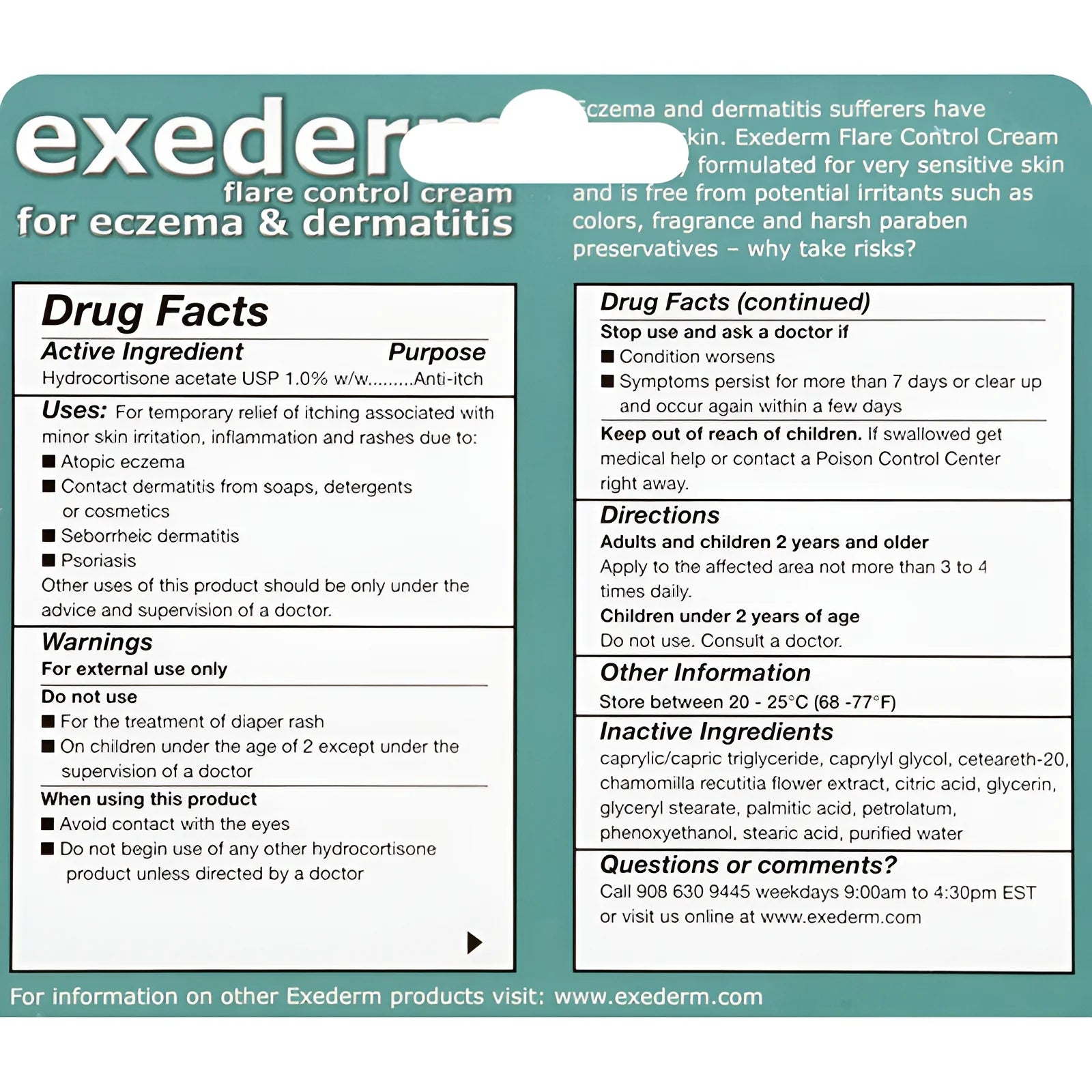 Exederm Flare Control Cream for Eczema & Dermatitis, 2.0 OZ