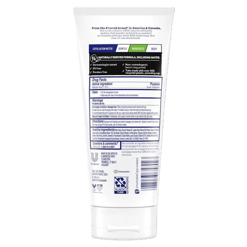 Blackhead Clearing Exfoliating Face Scrub, Green Tea & Bamboo Facial Exfoliator